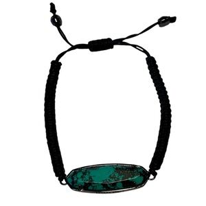 Rare Kendra Scott Lyla Variegated Teal Magnesite Black Adjustable Bracelet